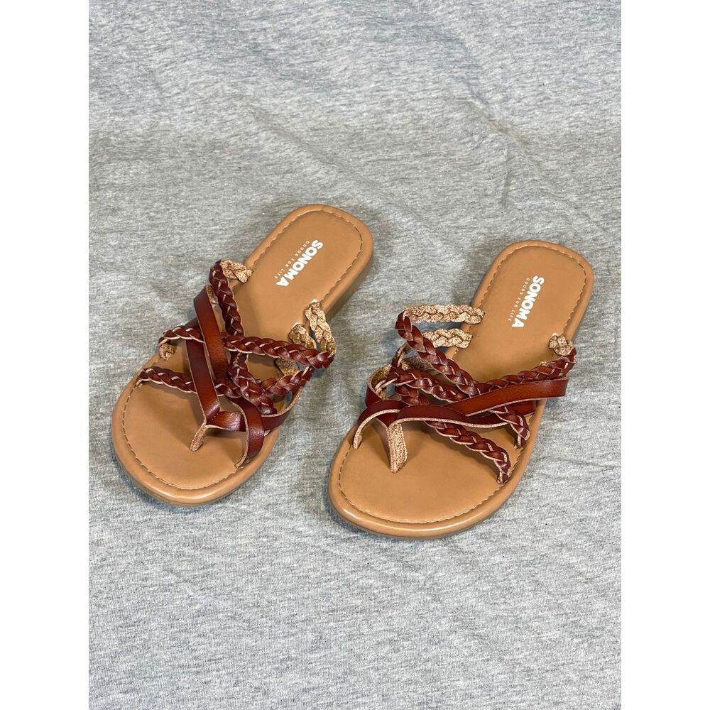 Sonoma Goods For Life Braided Strappy Flat Sandals Small/Medium